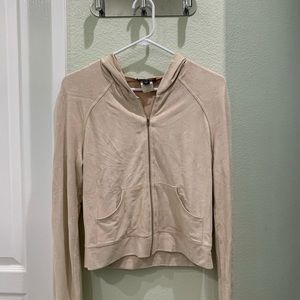 Bebe zip up suede top